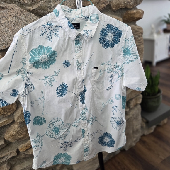 Matix White and Blue Floral Men's Shirt - Picture 3 of 4
